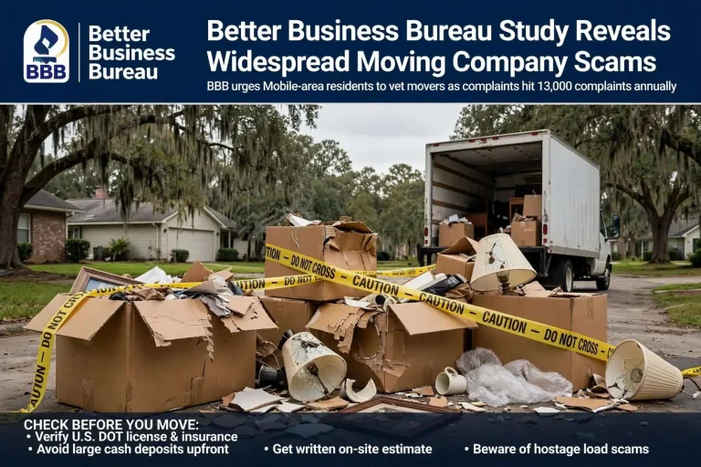 Illustration for the news story: Better Business Bureau Study Reveals Widespread Moving Company Scams