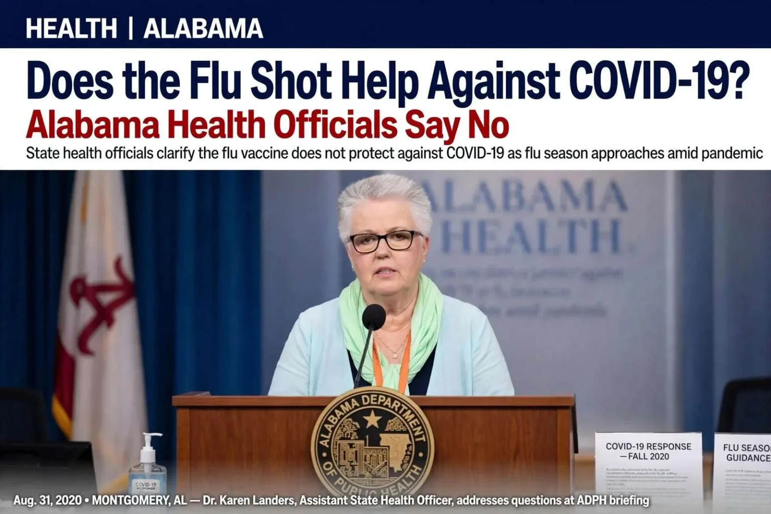 Illustration for the news story: Does the Flu Shot Help Against COVID-19? Alabama Health Officials Say No