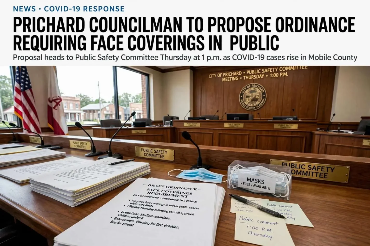 Illustration for the news story: Prichard Councilman to Propose Ordinance Requiring Face Coverings in Public