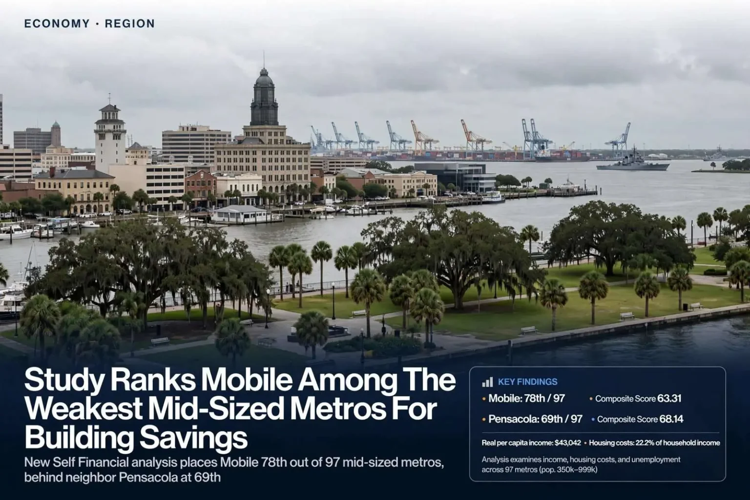 Illustration for the news story: Study Ranks Mobile Among The Weakest Mid-Sized Metros For Building Savings