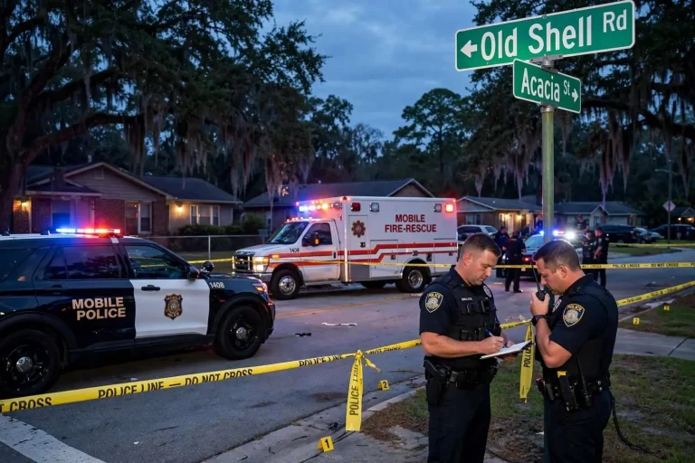 Illustration for the news story: Woman Critically Hurt in Shooting Near Old Shell Road and Acacia Street in Mobile