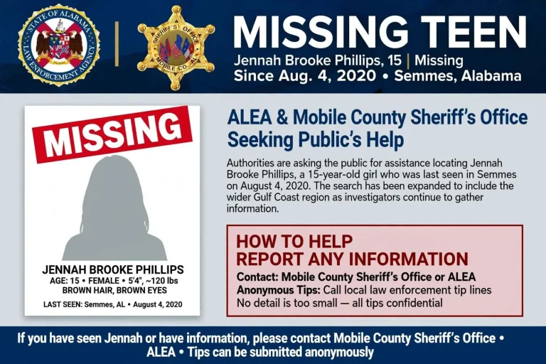 Illustration for the news story: ALEA, Mobile County Sheriff’s Office Searching for Missing Semmes Teen