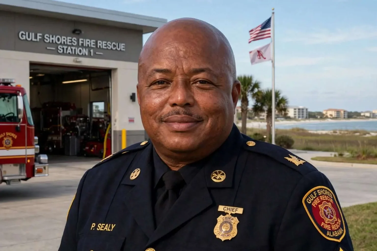 Illustration for the news story: Gulf Shores Names Veteran Mobile Fire Chief Mark Sealy to Lead Fire Rescue