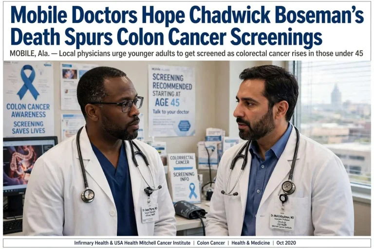 Illustration for the news story: Mobile Doctors Hope Chadwick Boseman’s Death Spurs Colon Cancer Screenings