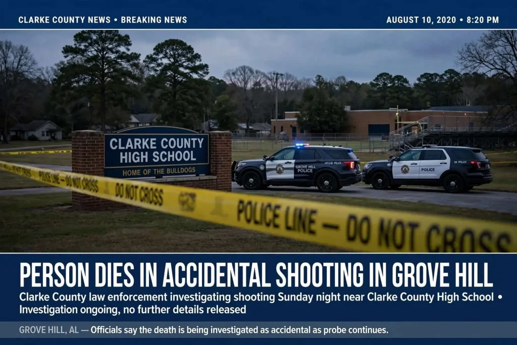 Illustration for the news story: Person dies in accidental shooting in Grove Hill