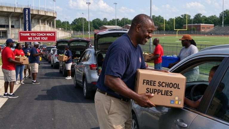 Illustration for the news story: Prichard Families Get Free School Supplies at Drive Honoring Late Coach Mack McCall