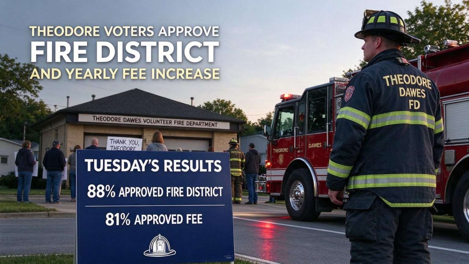 Illustration for the news story: Theodore Voters Approve Creation of Fire District and Yearly Fee Increase