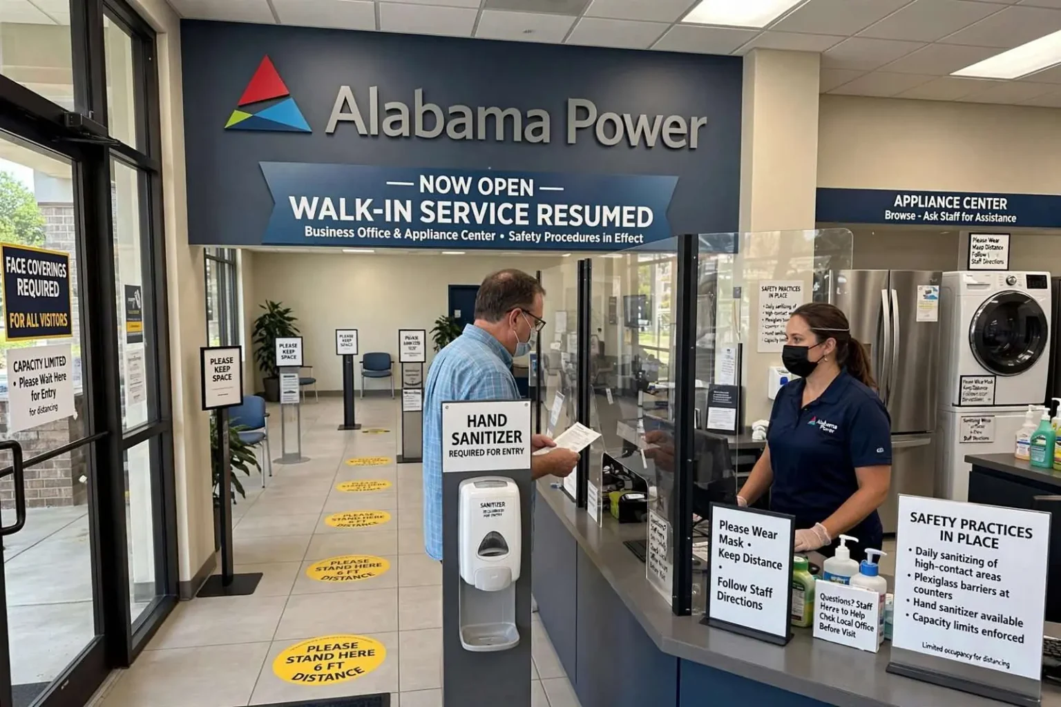 Illustration for the news story: Alabama Power Reopens Business Office Lobbies to Walk-In Customers