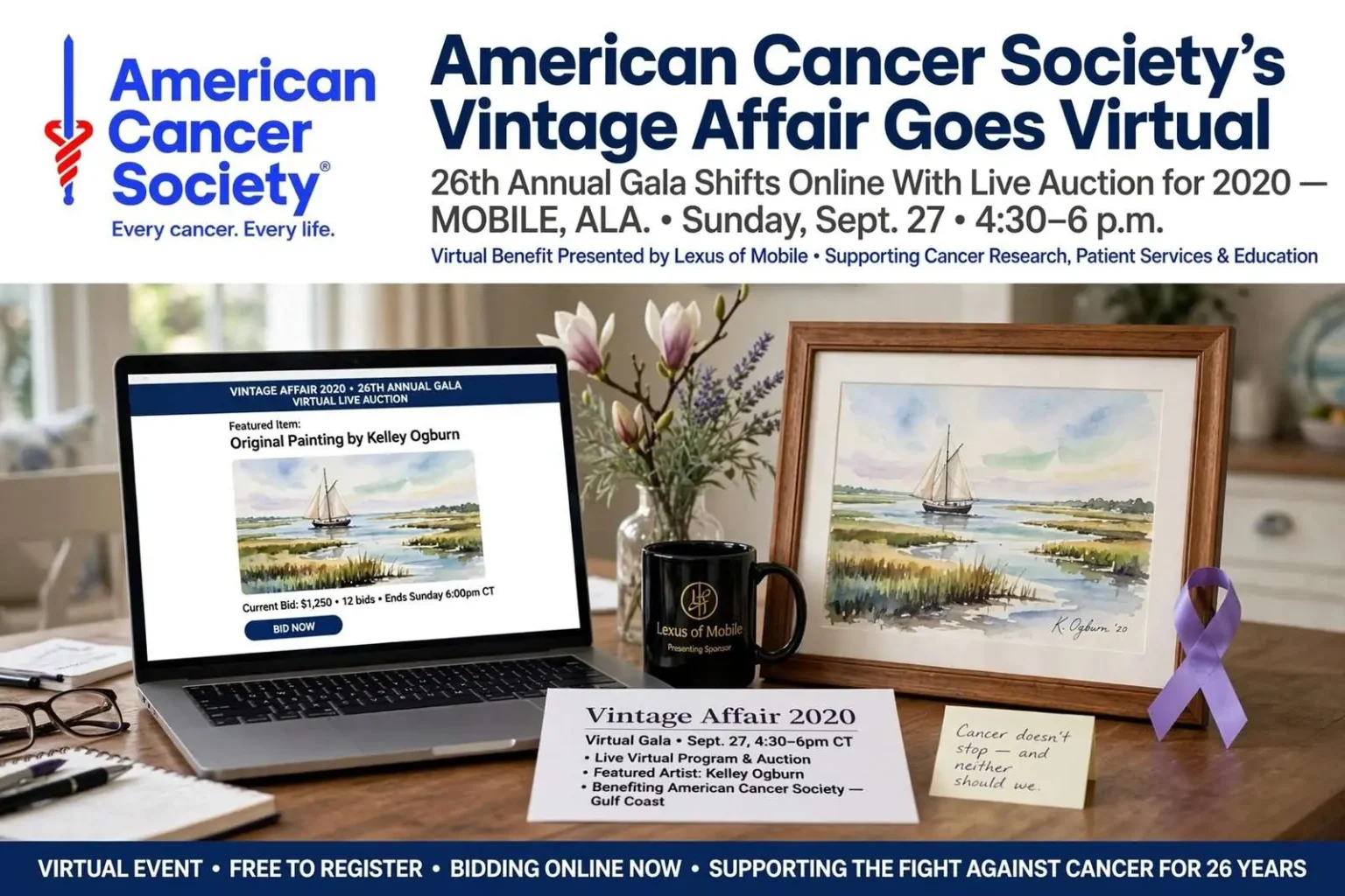 Illustration for the news story: American Cancer Society’s Vintage Affair Goes Virtual With Online Auction for 26th Annual Gala