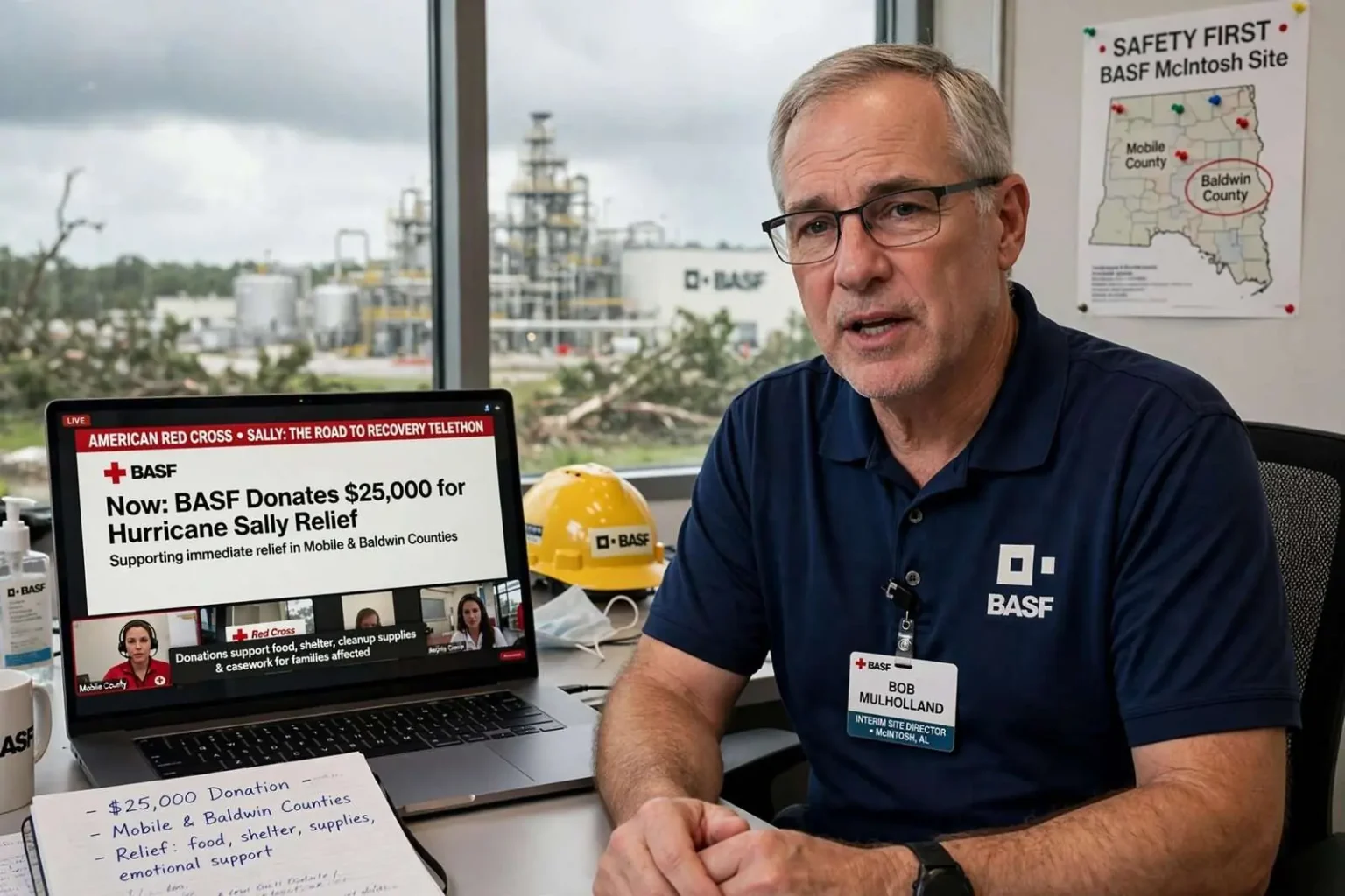 Illustration for the news story: BASF Donates $25,000 to Red Cross Sally Recovery Telethon