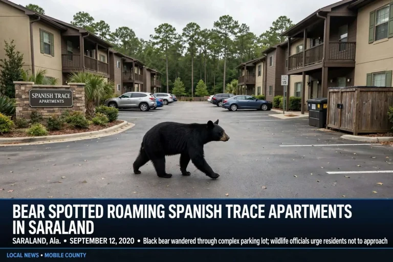Illustration for the news story: Bear Spotted Roaming Spanish Trace Apartments in Saraland