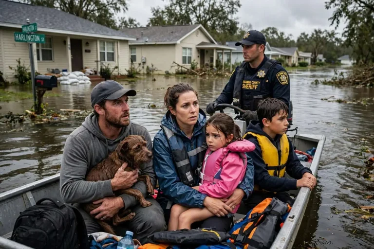 Illustration for the news story: Cantonment family rescued from flooded home after Hurricane Sally