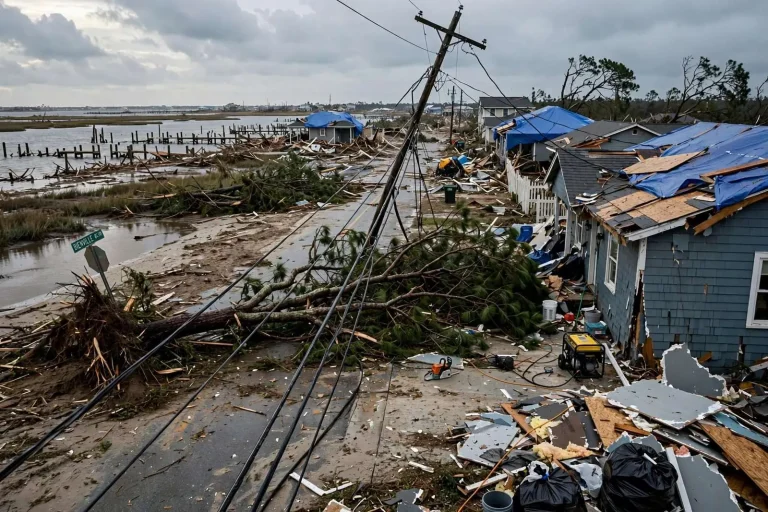 Illustration for the news story: Dauphin Island Begins the Long Cleanup After Hurricane Sally