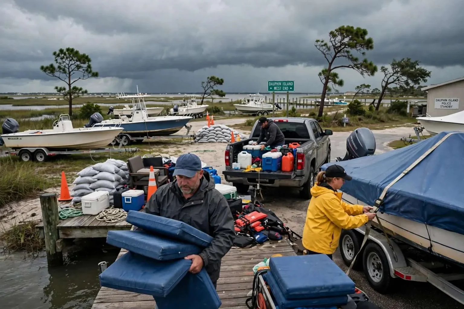 Illustration for the news story: Dauphin Island Residents Brace for Tropical Storm Sally’s Effects