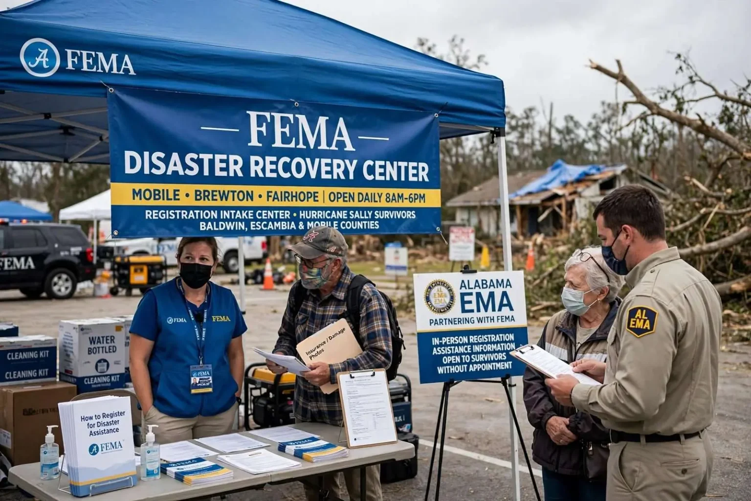 Illustration for the news story: FEMA opens registration centers in Mobile, Brewton and Fairhope for Hurricane Sally survivors