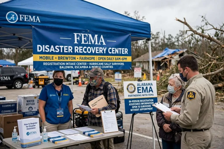 Illustration for the news story: FEMA opens registration centers in Mobile, Brewton and Fairhope for Hurricane Sally survivors