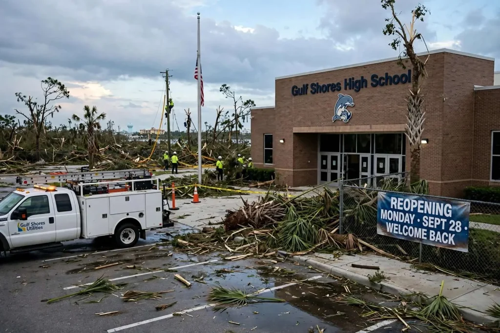 Illustration for the news story: Gulf Shores City Schools to reopen Sept. 28 after Hurricane Sally