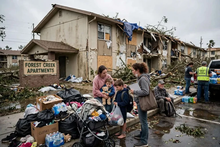 Illustration for the news story: Hurricane Sally leaves dozens displaced at Forest Creek Apartments