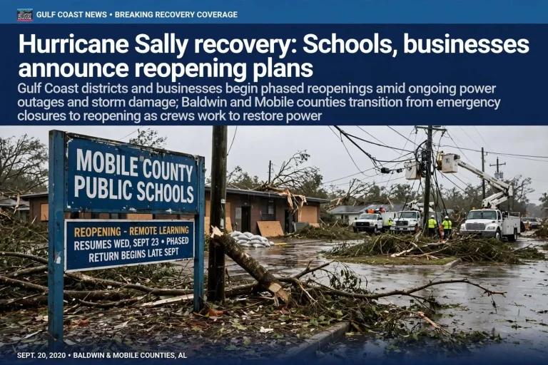 Illustration for the news story: Hurricane Sally recovery: Schools, businesses announce reopening plans