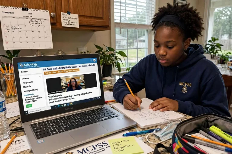 Illustration for the news story: MCPSS Launches Alabama’s Largest School District With an All-Virtual First Day