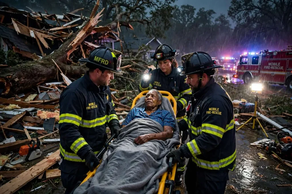 Illustration for the news story: Mobile Fire-Rescue Rescues Woman Trapped by Fallen Tree During Hurricane Sally