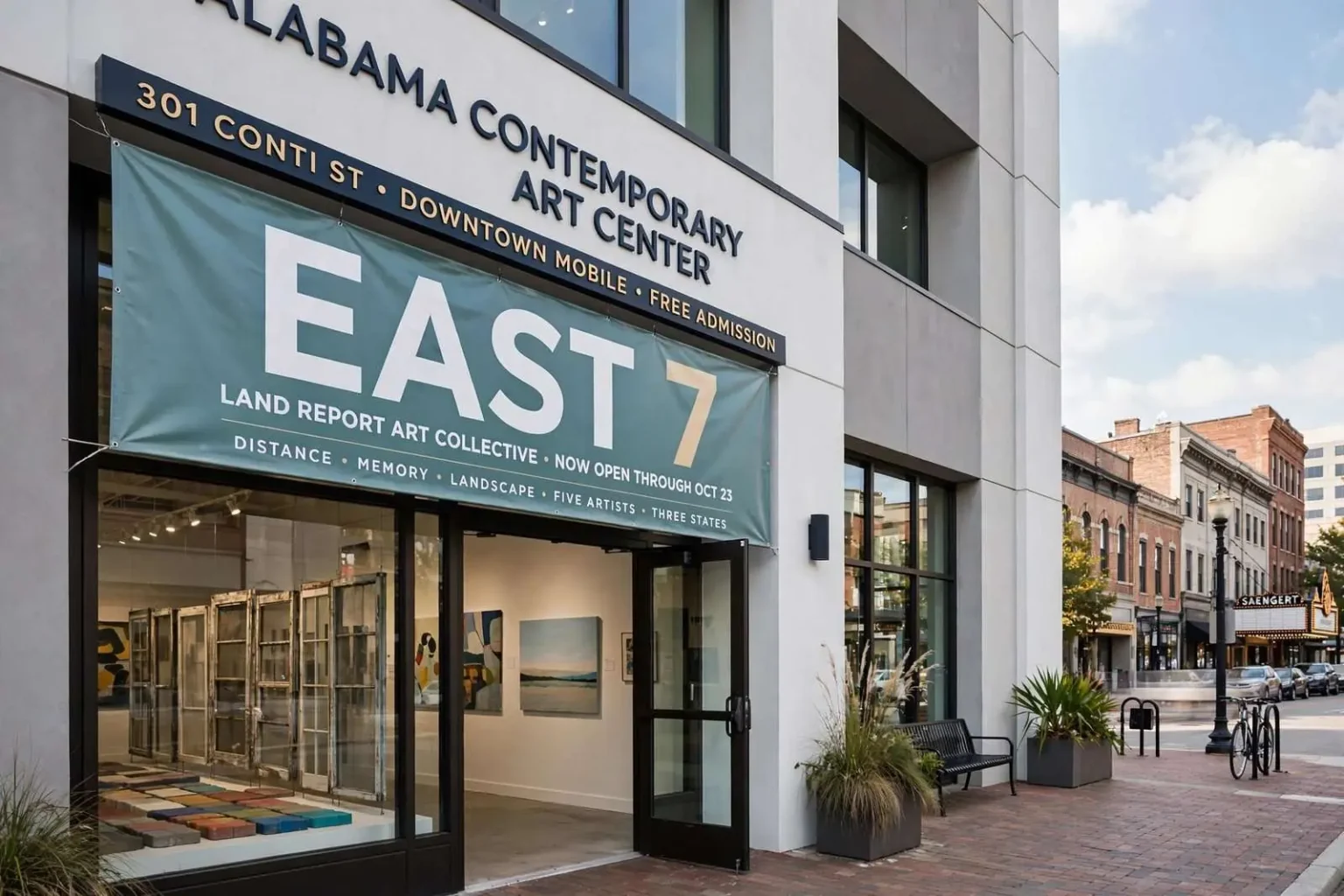 Illustration for the news story: Nashville-Based Land Report Art Collective Brings ‘East 7’ Exhibit to Downtown Mobile’s ACAC