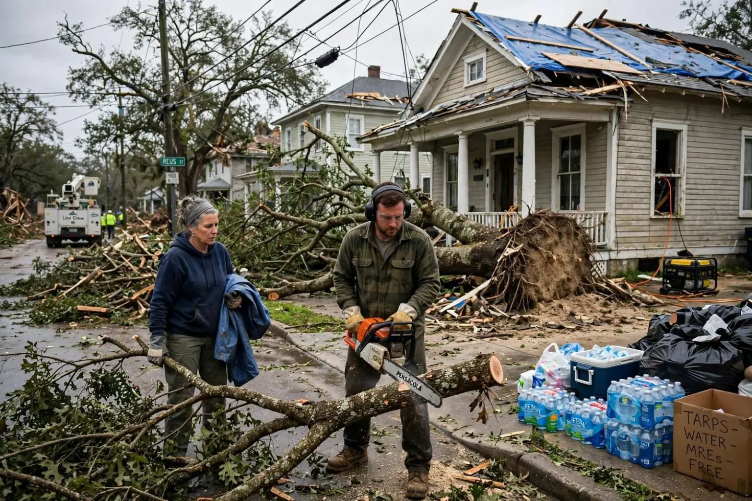 Illustration for the news story: Pensacola Residents Continue Cleanup Five Days After Hurricane Sally