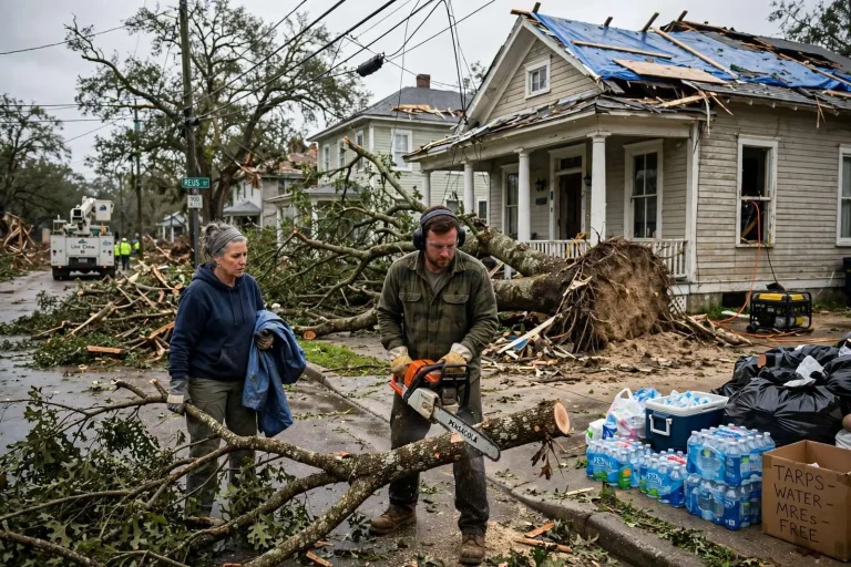Illustration for the news story: Pensacola Residents Continue Cleanup Five Days After Hurricane Sally