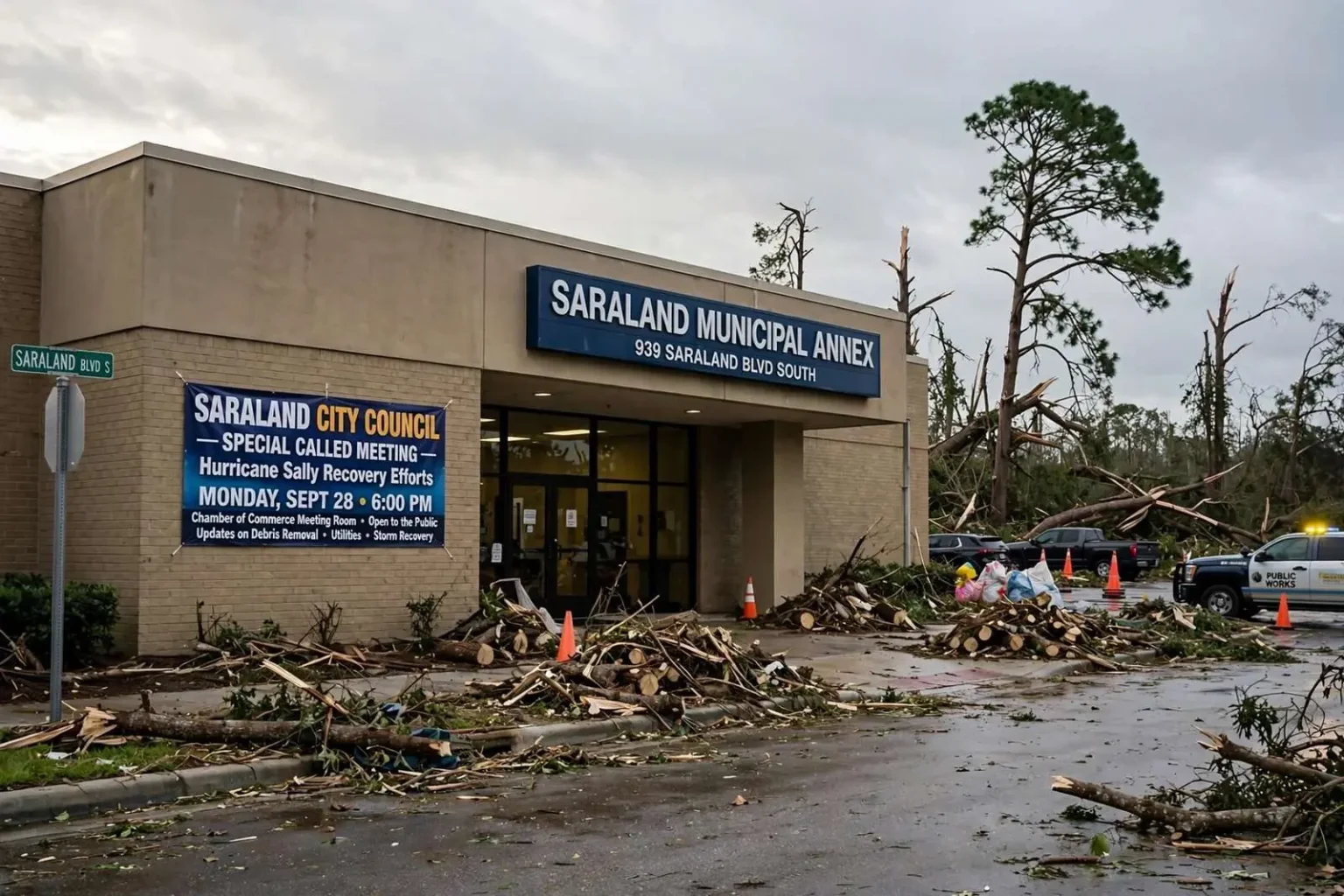 Illustration for the news story: Saraland Council to Hold Special Meeting on Hurricane Sally Recovery Efforts