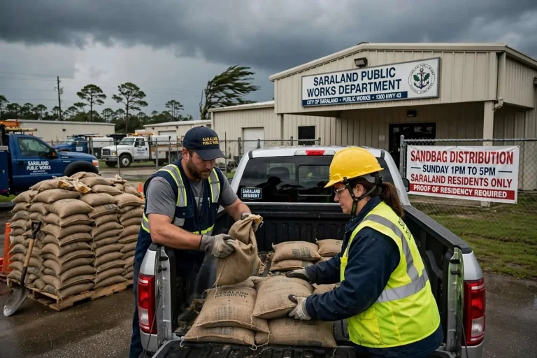 Illustration for the news story: Saraland to Hand Out Sandbags to Residents Ahead of Storm Threat