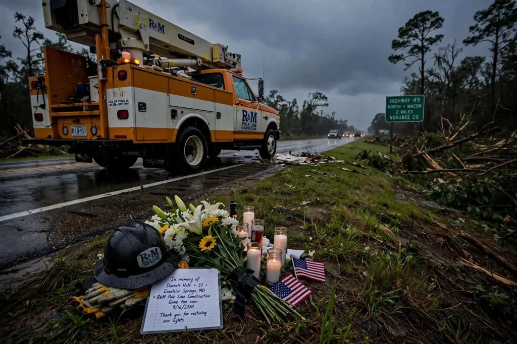 Illustration for the news story: Utility Worker Killed in Mississippi Crash While Headed Home From Hurricane Sally Restoration