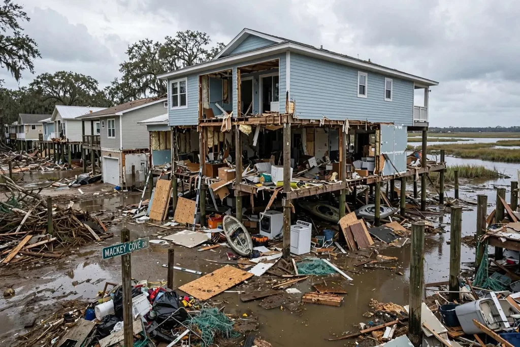 Illustration for the news story: Escambia Bay residents still rebuilding weeks after Hurricane Sally’s storm surge