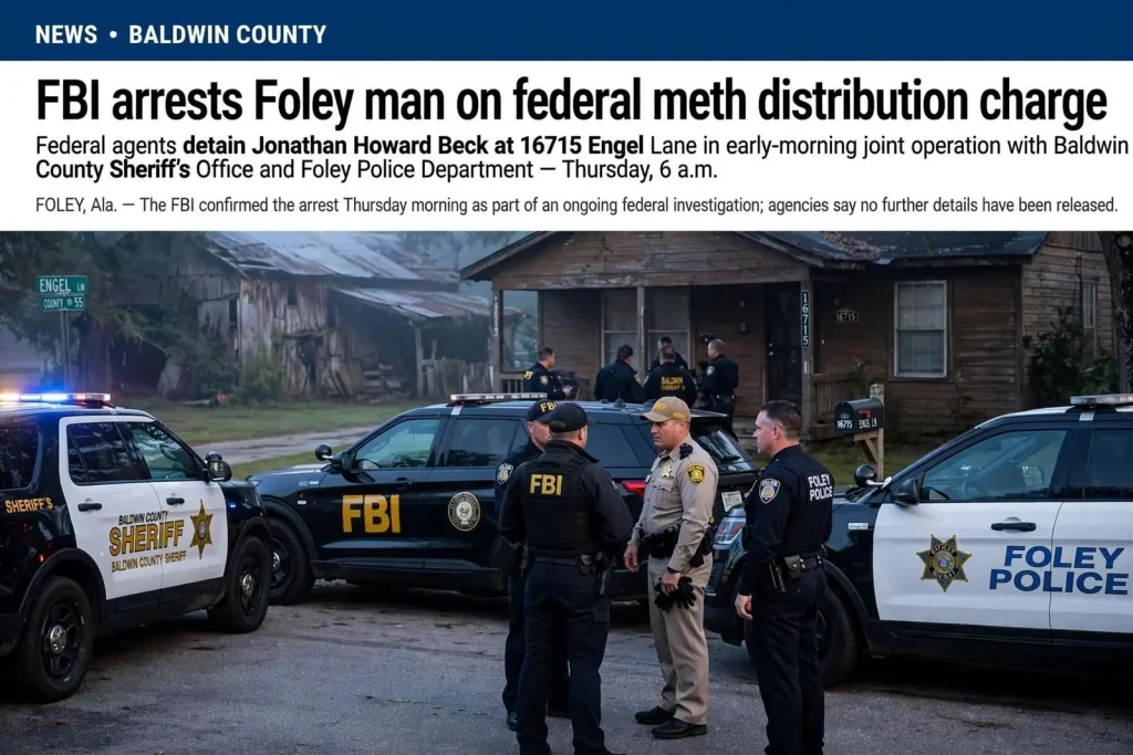 Illustration for the news story: FBI arrests Foley man on federal meth distribution charge