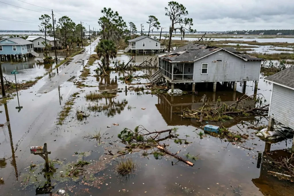 Illustration for the news story: Flooding Still Plaguing Fort Morgan Weeks After Hurricane Sally