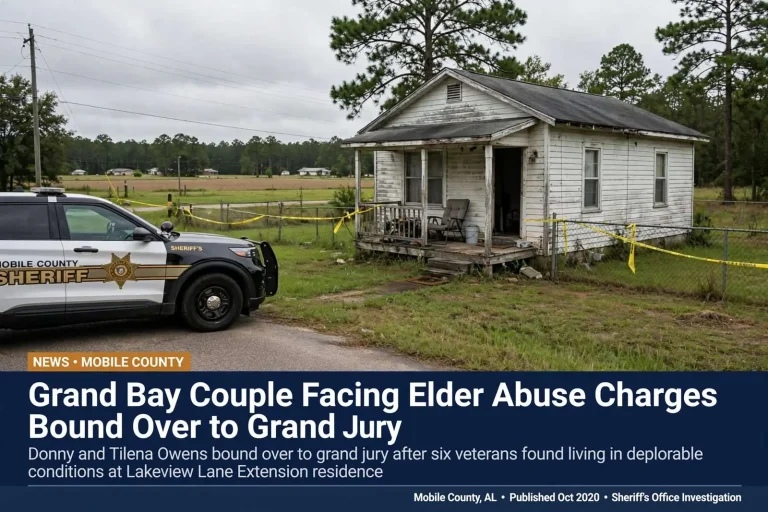 Illustration for the news story: Grand Bay Couple Facing Elder Abuse Charges Bound Over to Grand Jury