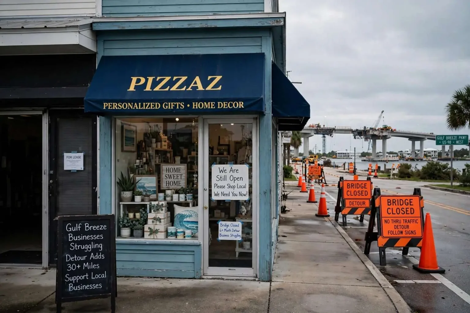 Illustration for the news story: Gulf Breeze Businesses Fear They Won’t Survive Bridge Closure
