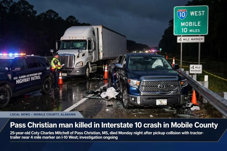 Illustration for the news story: Pass Christian man killed in Interstate 10 crash in Mobile County