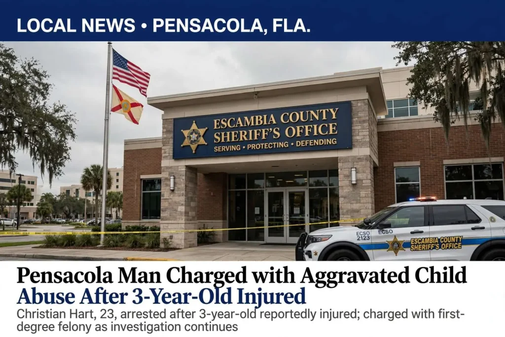 Illustration for the news story: Pensacola man charged with aggravated child abuse after 3-year-old injured
