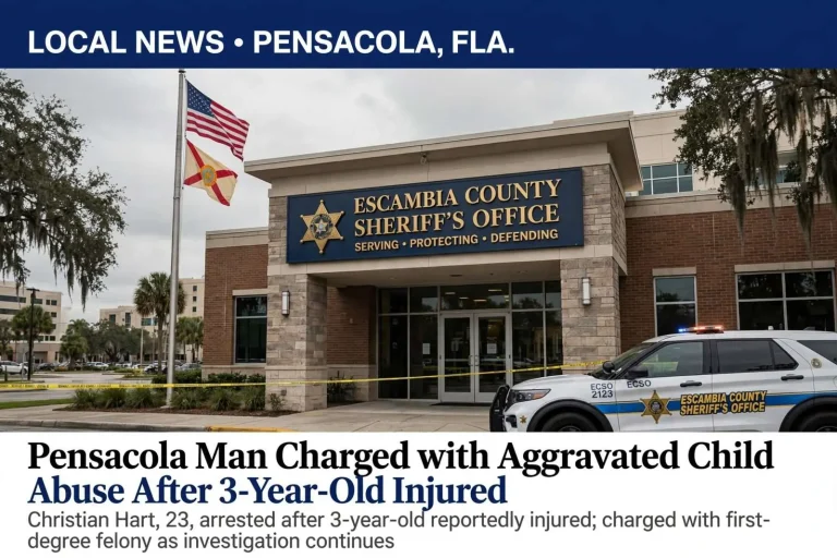 Illustration for the news story: Pensacola man charged with aggravated child abuse after 3-year-old injured