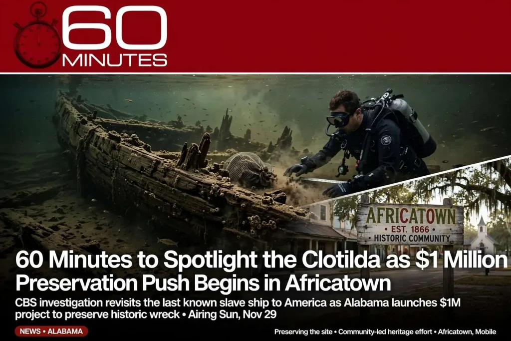 Illustration for the news story: 60 Minutes to Spotlight the Clotilda as $1 Million Preservation Push Begins in Africatown