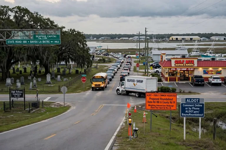 Illustration for the news story: ALDOT Weighs Roundabout for Busy Bayou La Batre Intersection, Asks Public for Input
