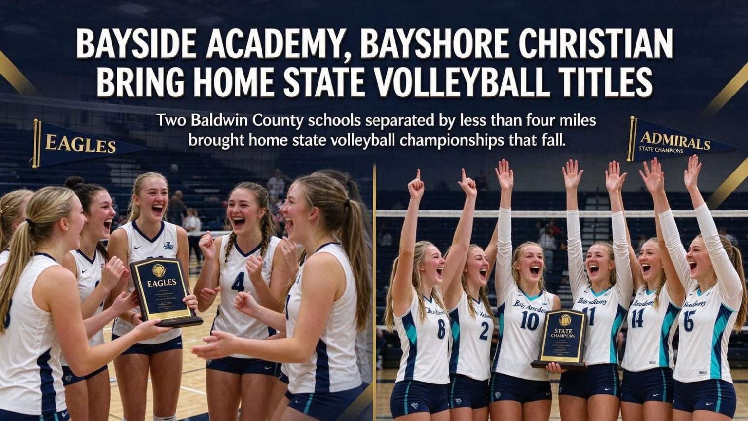 Illustration for the news story: Bayside Academy, Bayshore Christian Bring Home State Volleyball Titles