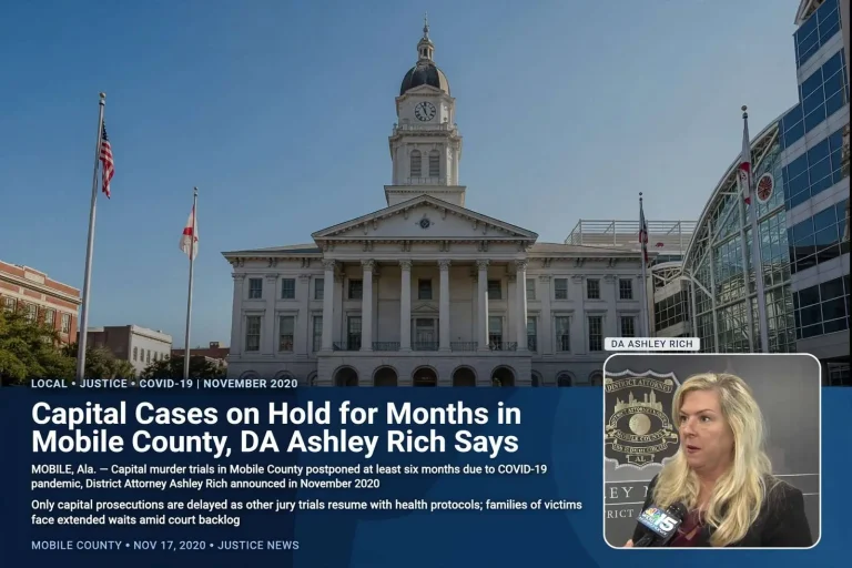 Illustration for the news story: Capital Cases on Hold for Months in Mobile County, DA Ashley Rich Says