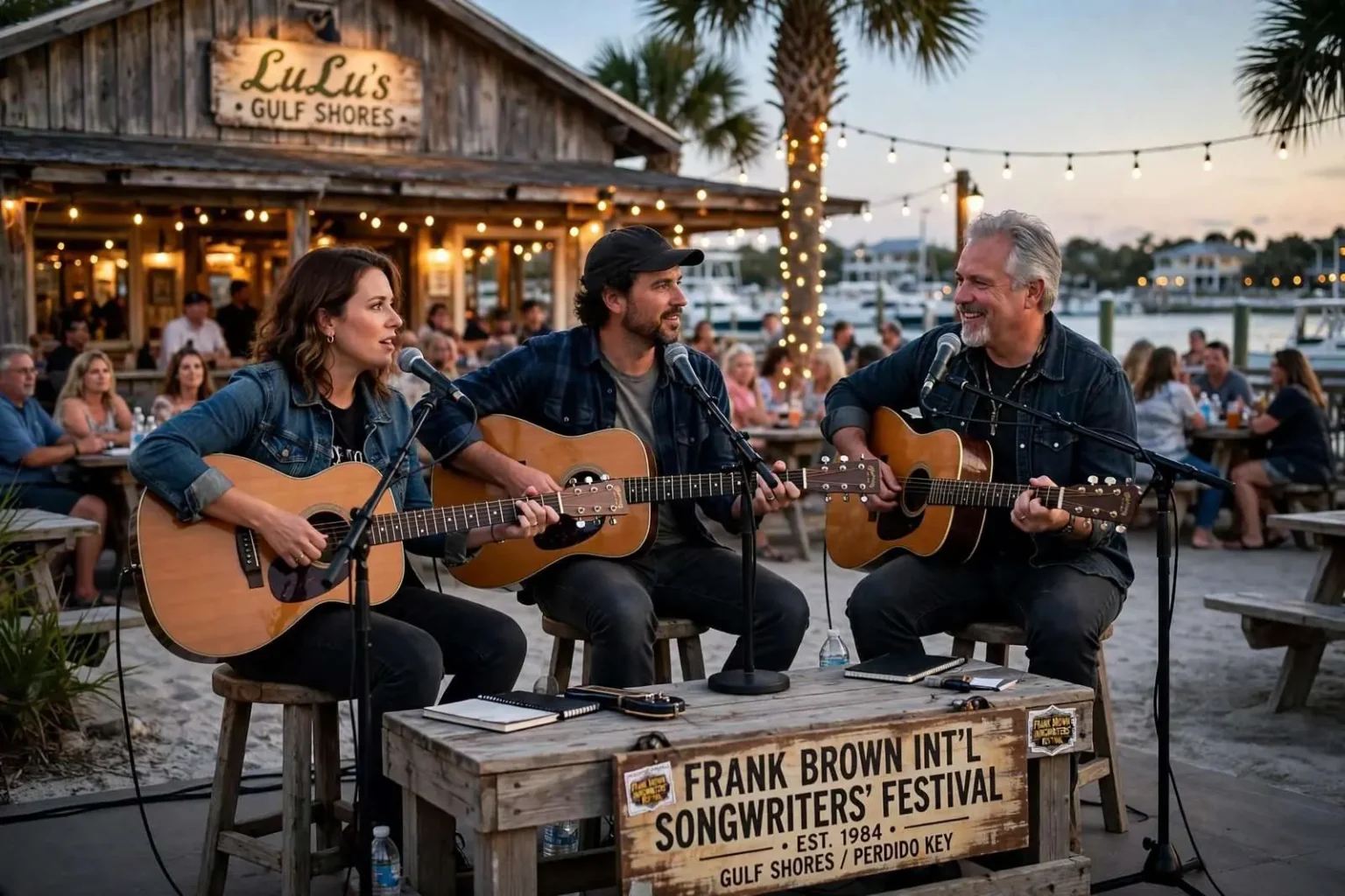 Illustration for the news story: Frank Brown International Songwriters’ Festival Set to Fill Gulf Shores and Perdido Key Stages