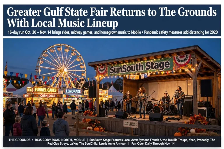 Illustration for the news story: Greater Gulf State Fair Returns to The Grounds With Local Music Lineup