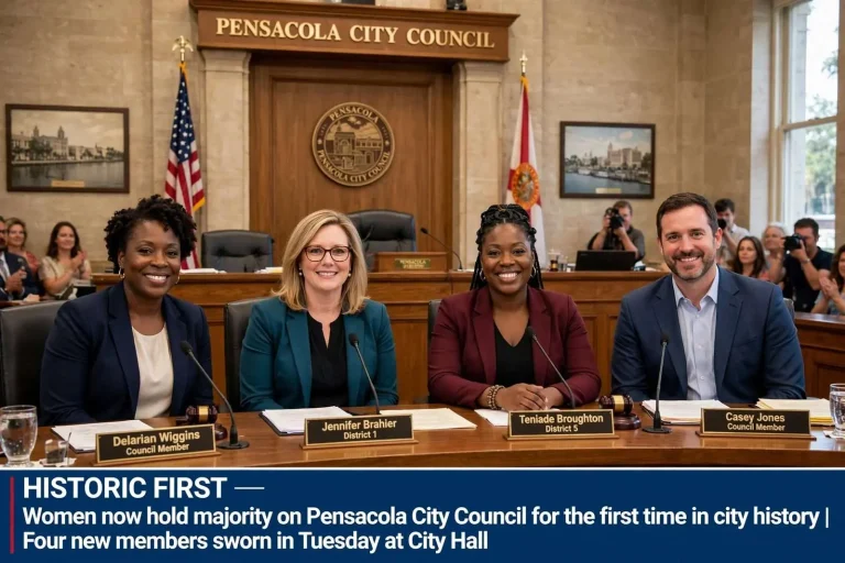 Illustration for the news story: Pensacola City Council is majority women for the first time