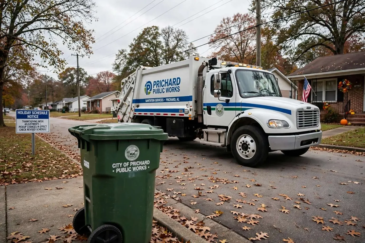 Illustration for the news story: Prichard Adjusts Garbage Pickup for Thanksgiving Week