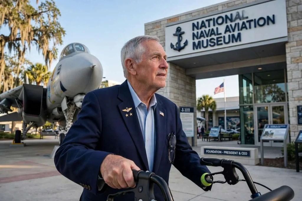 Illustration for the news story: Recovered veteran continues leadership role at NAS Pensacola museum