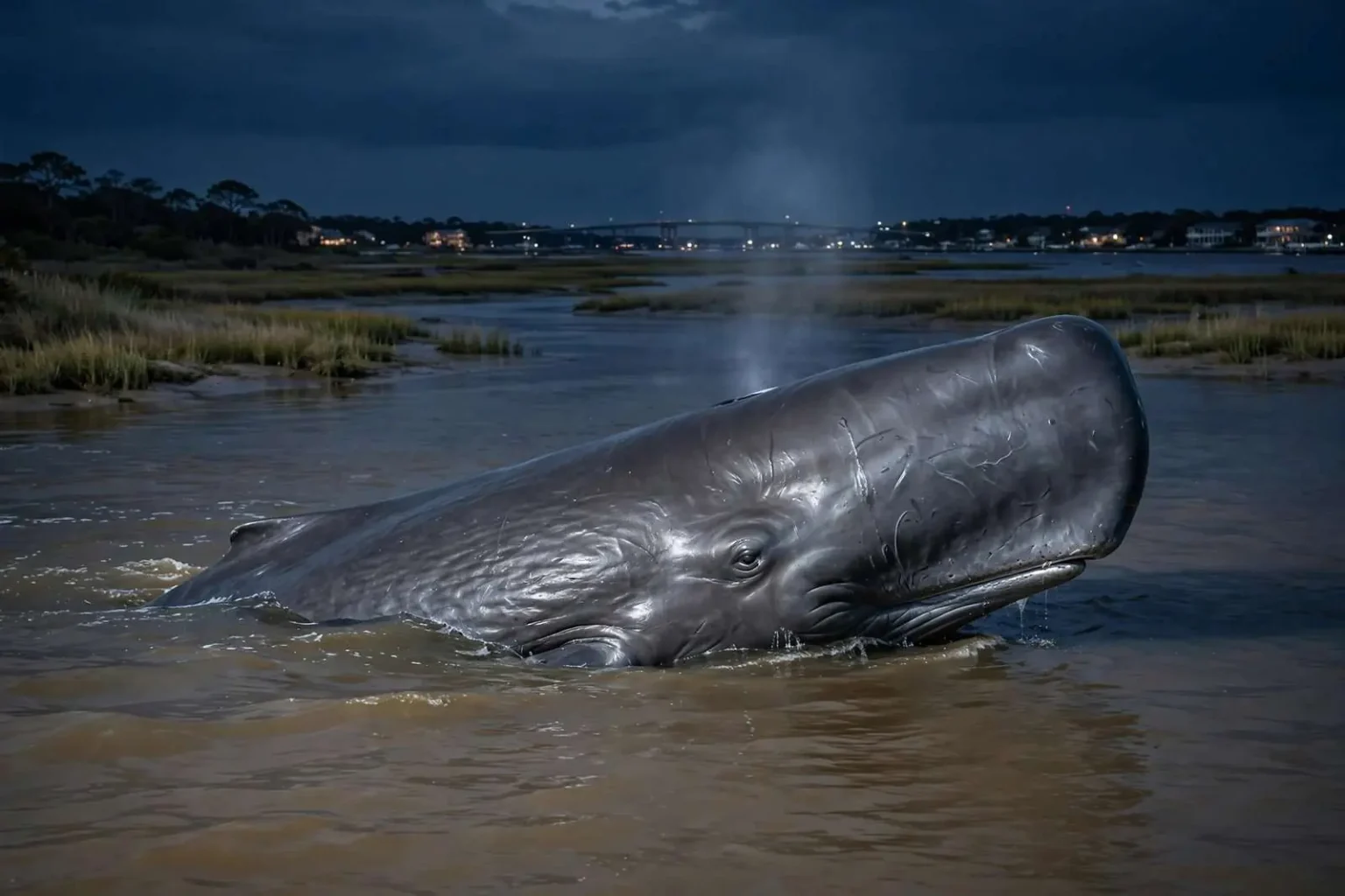 Illustration for the news story: Sperm Whale Spotted Heading Farther North Into Mobile Bay