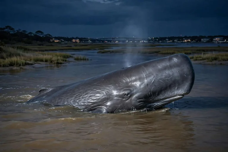 Illustration for the news story: Sperm Whale Spotted Heading Farther North Into Mobile Bay